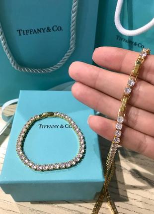 Брендовий набір tiffany у позолоті підвіска та браслет