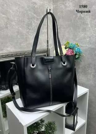 Чорна — три окремих відділення — формат а4 — велика стильна практична сумка