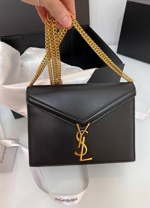 Сумка маленької черная кожа люкс ysl в стилe saint laurent