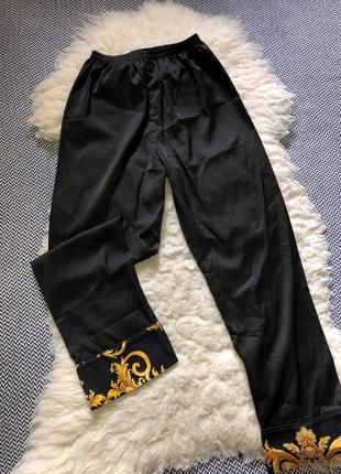 Атласные домашние пижамные штаны сатин атлас принт версаче2 фото