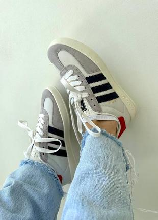 Adidas gazelle x gucci white / red / navy blue premium кроссовки женские