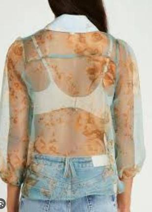 Шикарная, прозрачная блуза в цветочный принт с укороченными рукавами river island2 фото