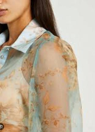 Шикарная, прозрачная блуза в цветочный принт с укороченными рукавами river island3 фото