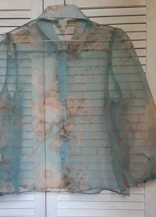 Шикарная, прозрачная блуза в цветочный принт с укороченными рукавами river island6 фото