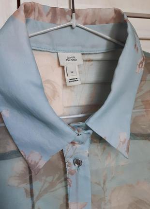 Шикарная, прозрачная блуза в цветочный принт с укороченными рукавами river island8 фото