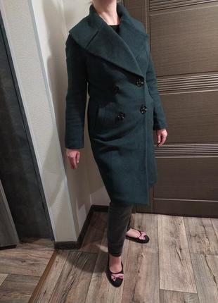 Raslov 60% шерсть теплое пальто меди с широким воротом размер s-m