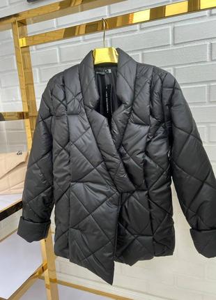 Стильная куртка, р.уни 48-50, плащевка лаке и силикон 150, черный5 фото