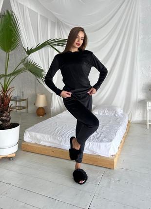 Плюшевий костюм для дому кофта та штани, плюшева піжама кофтинка і штани, домашній костюм з плюшевого велюру, піжамка велюр плюш8 фото