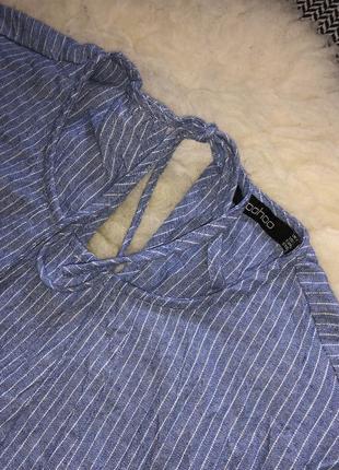 Блуза с рюшей воланом в полоску рукав 3/4 большой размер5 фото