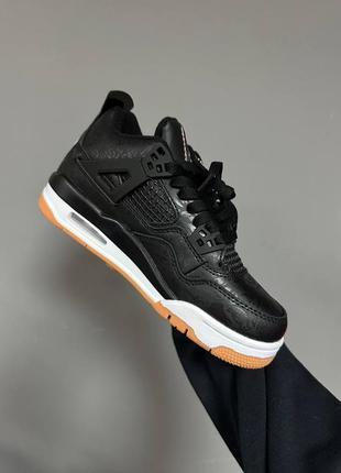 Женские зимние кроссовки на меху nike air jordan retro 4 «&nbsp;laser black gum&nbsp;» fur ❄️5 фото