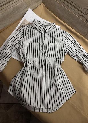Сорочка чорно біла / жіноча сорочка на довгий рукав / сорочка в полоску ( є обмін )