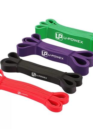 Гумові петлі для тренувань u-powex power band набір 4шт.+ якір,+ ручки (4,5-57kg)5 фото