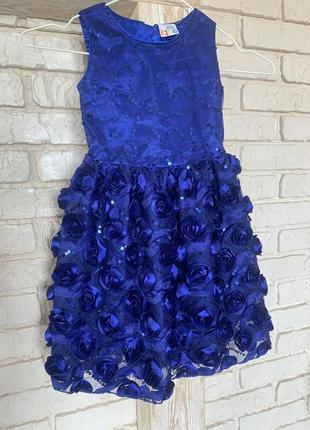 Яркое синее платье для принцессы4 фото