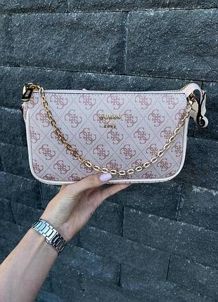 Женская сумочка guess, кожаная сумка через плечо розовая