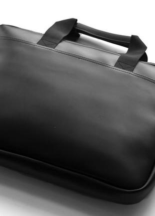 Стильная деловая сумка для ноутбука и документо портфель capitalist черная  из эко-кожи качественная2 фото