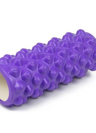 Масажний ролик easyfit grid roller extreme 33 см фіолетовий