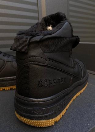 Зимние кроссовки nike air force gore-tex brown black ( мех )7 фото