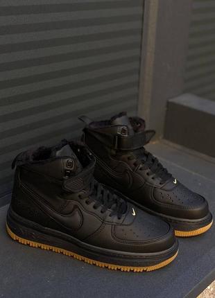 Зимние кроссовки nike air force gore-tex brown black ( мех )