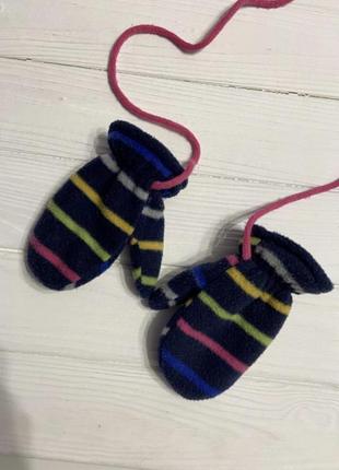 Флісові теплі рукавички на мотузці topomini розмір 3-4 роки2 фото