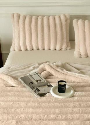 Двухсторонний плед-покрывало королевская шиншилая кролик полоска