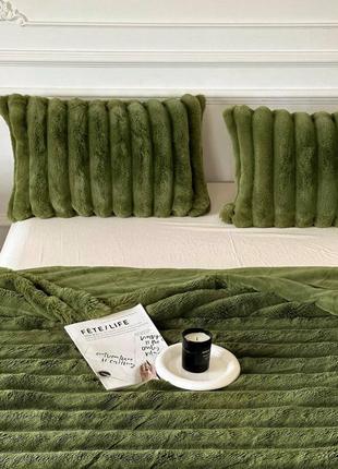 Двухсторонний плед-покрывало королевская шиншилая кролик полоска