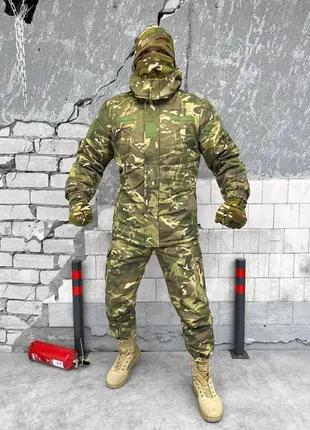 Тактичний зимовий костюм 5 в 1 мультикам, військовий зимовий комплект 5в1 бушлат+штани+шапка+баф+пер