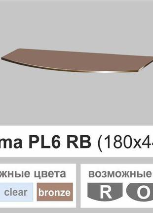 Поличка скло настінна навісна універсальна радіусна commus pl6 rb (180х440х6мм)