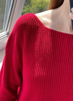 Красный хлопковый свитер 1+1=38 фото