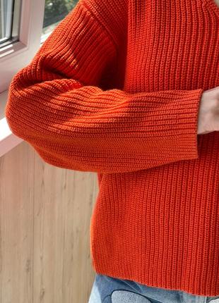 Оранжевый свитер крупной вязки 1+1=34 фото