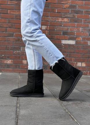 Зимние угги ugg classic short ii black6 фото