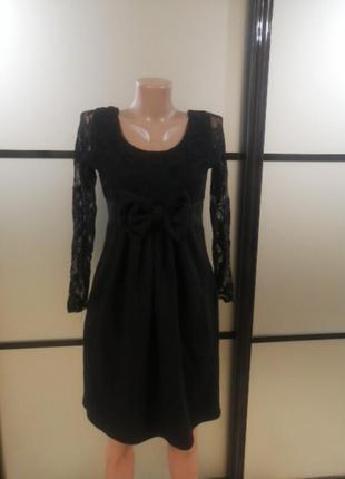 Короткое/мини платье с гипюровыми вставками. маленькое черное платье xs-m