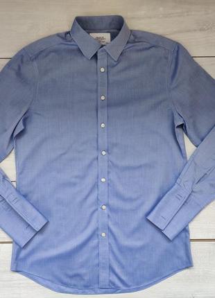 Якісна сорочка блакитна світло-синя під запонки non iron slim fit  16  35 41