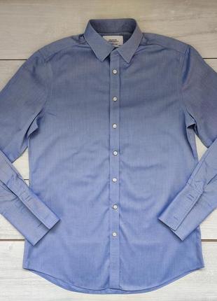 Качественная рубашка голубая светло-синяя под запонки non iron slim fit 16 35 412 фото