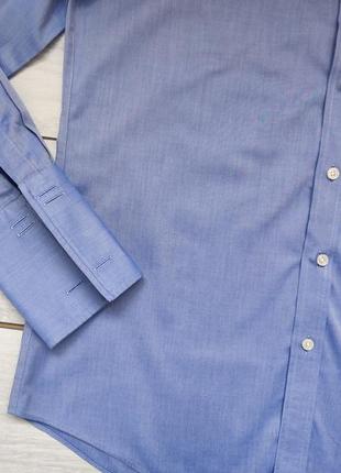 Качественная рубашка голубая светло-синяя под запонки non iron slim fit 16 35 414 фото