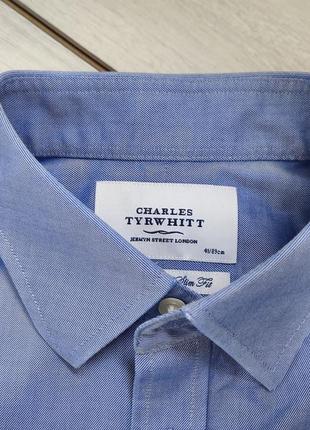 Качественная рубашка голубая светло-синяя под запонки non iron slim fit 16 35 415 фото