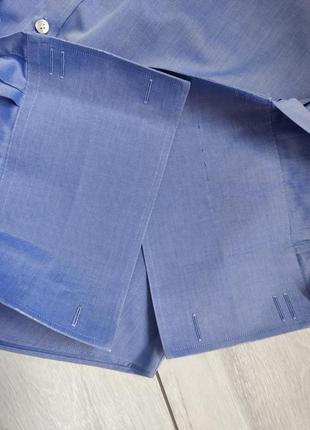 Качественная рубашка голубая светло-синяя под запонки non iron slim fit 16 35 417 фото