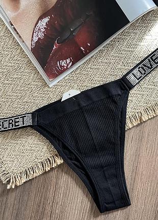 Бразилияны в рубчик на высокой посадке со стразами на поясках✨