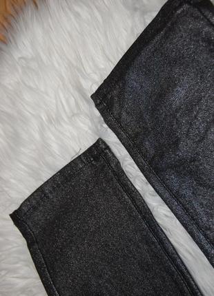 Эффектные мерцающие стрейчевые брюки/джинсы скинни с напылением высокая посадка как новые6 фото