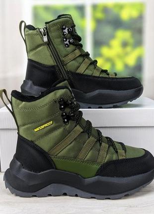 Черевики зимові для хлопчика підліткові хакі башлі 5187 32р.