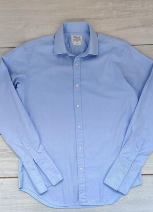 Качественная рубашка голубая светло-синяя под запонки slim fit 16 35 412 фото
