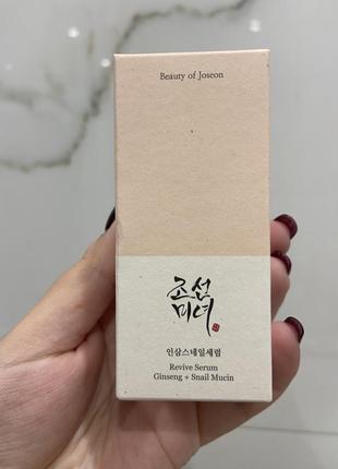 Beauty of joseon revive serum : ginseng+snail mucin – відновлююча сироватка з женьшенем і муцином равлика 30 мл3 фото