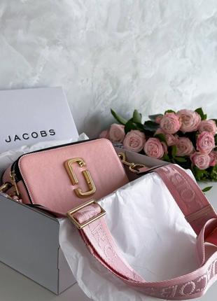 Женская сумка кросс боди розовая пудра бренда marc jacobs   люкс коробка7 фото