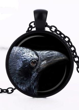 Кулон подвеска raven черный ворон головы вороны колдовство амулет с черепом