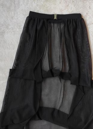 Черная длинная юбка пляжная парео юбка макси сетка на высокий рост разрезом спереди в пол секси проз6 фото