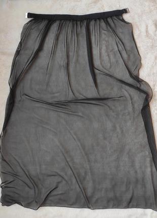 Черная длинная юбка пляжная парео юбка макси сетка на высокий рост разрезом спереди в пол секси проз9 фото