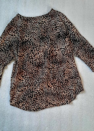 Стильна блуза леопардовий принт довгий рукав  №3054 фото