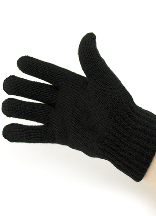 Зимові в'язані жіночі рукавиці чорні1 фото