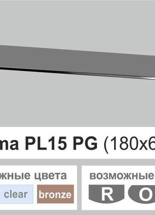 Скляна полиця настінна навісна універсальна прямокутна commus pl15 pg (180х600х6мм)