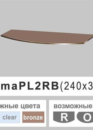 Стеклянная полочка настенная навесная радиусная commus pl2 rb (240х350х6мм)