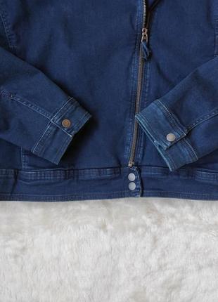 Синя джинсова куртка джинсовка піджак джинсова косуха батал великого розміру з блискавкою10 фото